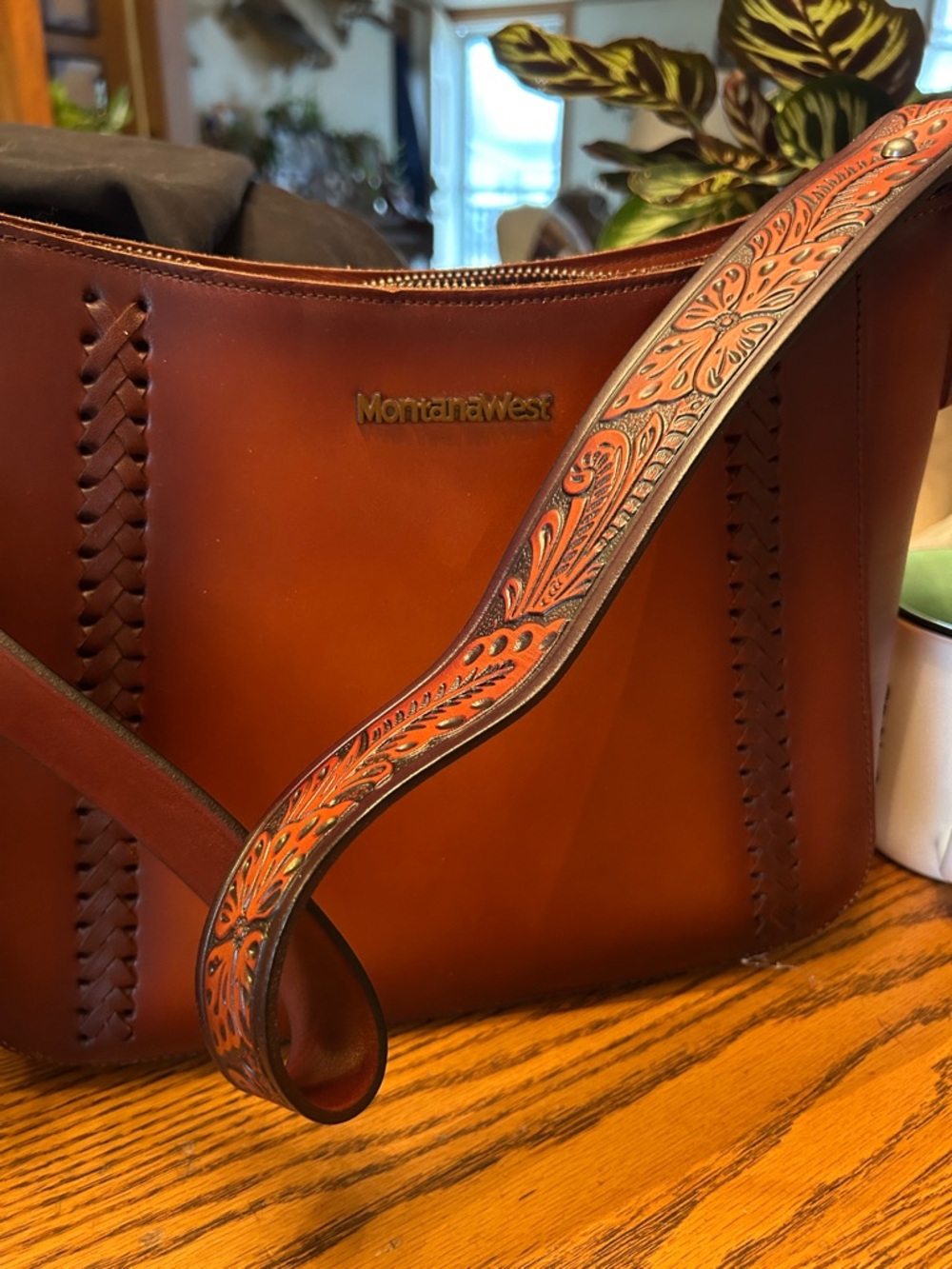 Montana West Tooled Leather Shoulder Bag in Burnt Orange